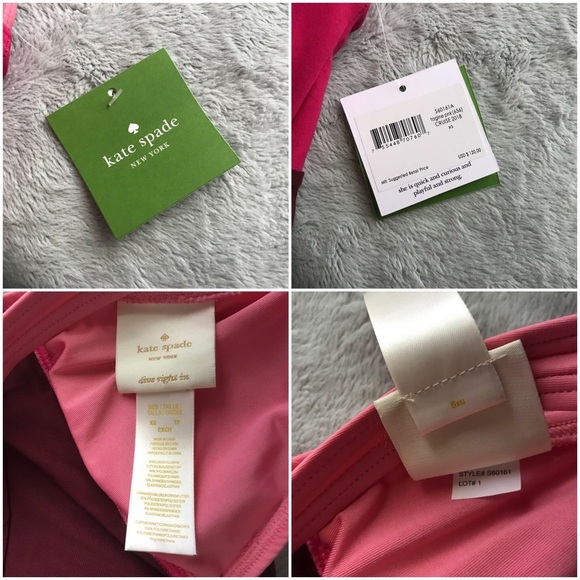 NWT Kate Spade One-Piece Pink Colorblock Halter Tie Scoop Swimsuit - Picture 3 of 8